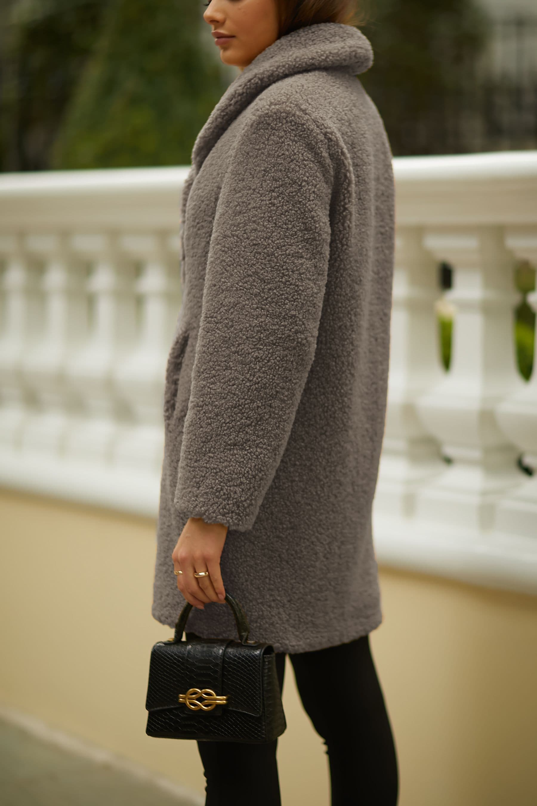 Long grey teddy bear coat best sale