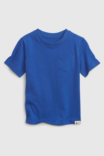 Gap Mid Blue Pocket Short Sleeve Crew Neck T-Shirt