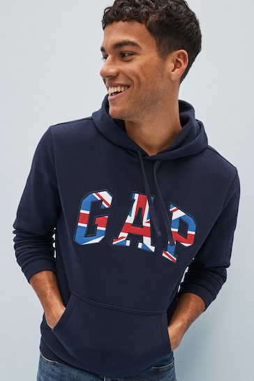 Gap Navy Blue Union Jack Logo Hoodie