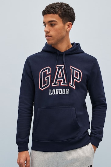 Buy Gap Navy Blue London Logo Hoodie from the Next UK online shop