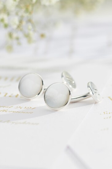 Personalised Mother Of Pearl Cufflinks by Posh Totty