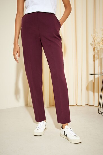 Friends Like These Burgundy Red Petite Tailored Straight Leg Trousers