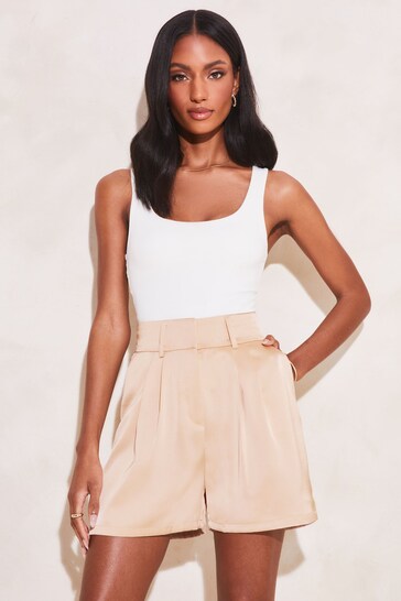 Lipsy Champagne Gold High Waisted Tailored Summer Shorts
