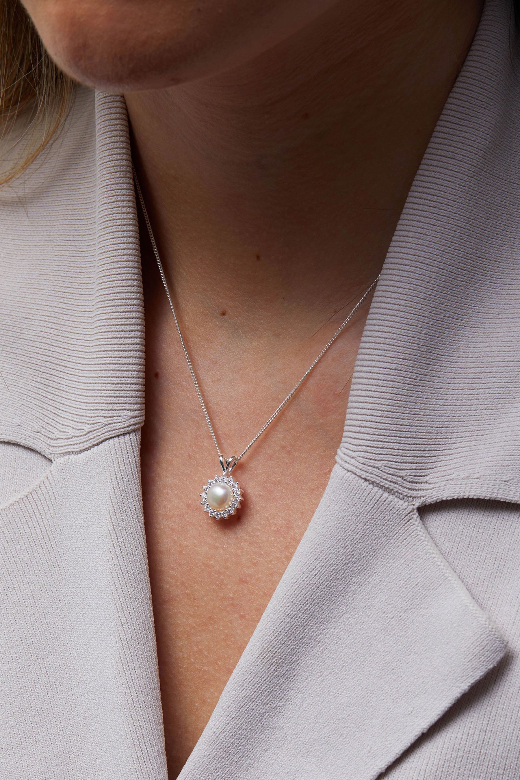 Pearl pendant sales necklace sterling silver