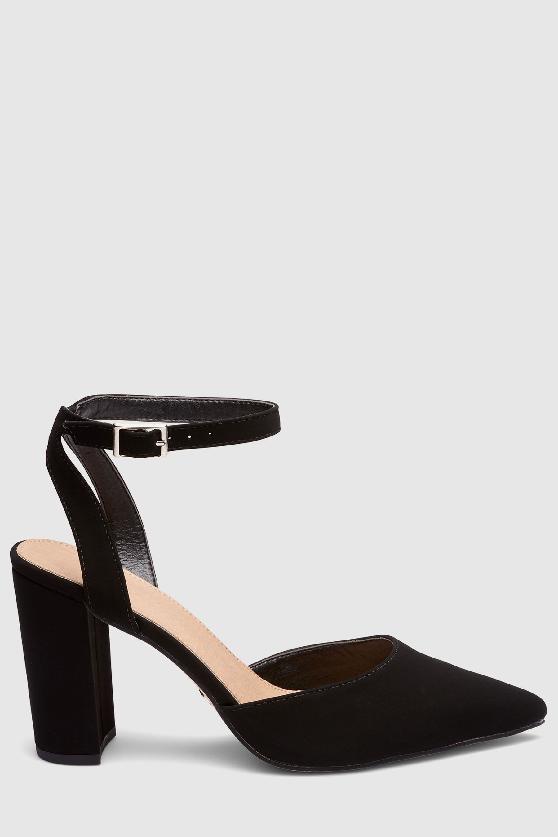 Novo Black Regular Fit Ivie Block Heel Ankle Strap Court