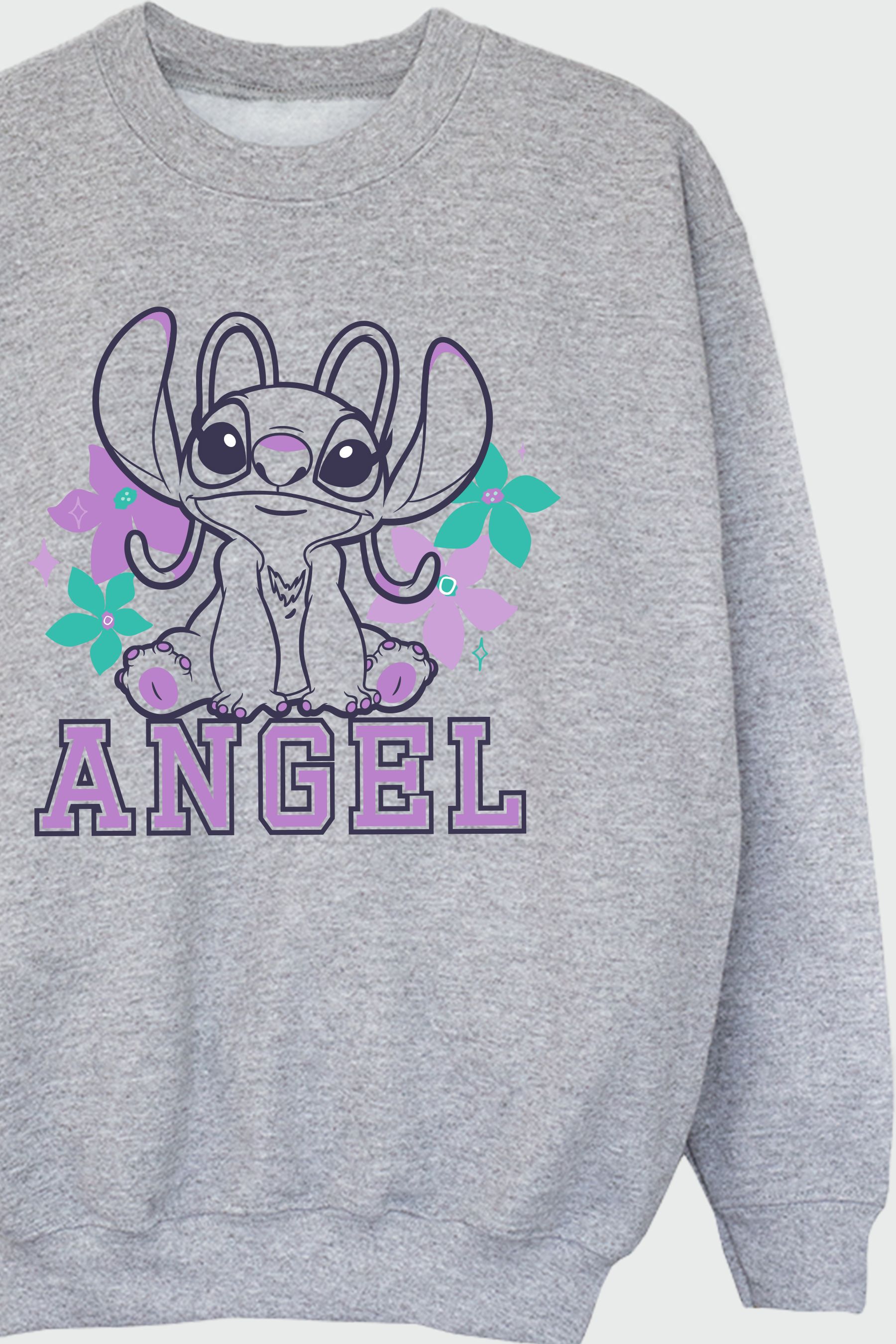Brands In Grey Lilo Stitch Angel Girls Heather Grey Sweatshirt