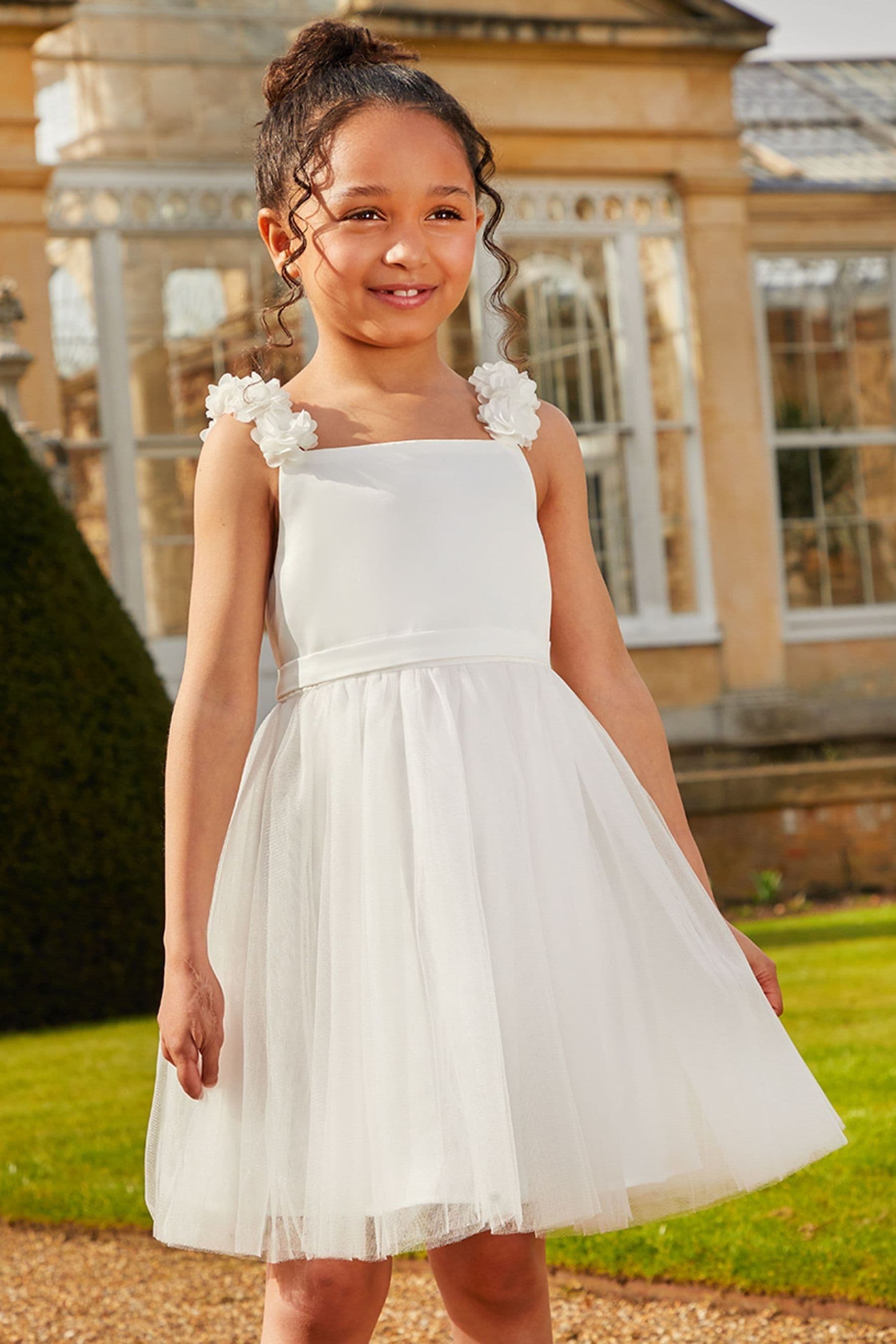 Flower girl midi cheap strap dress