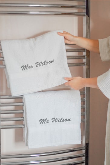 Personalised Set of His & Hers Towels by Jonnys Sister