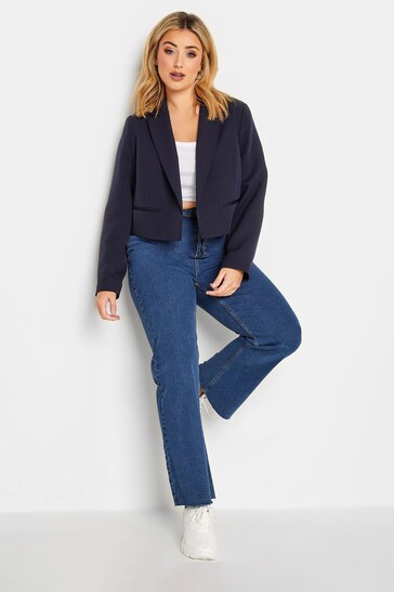 Yours Curve Blue Cropped Blazer