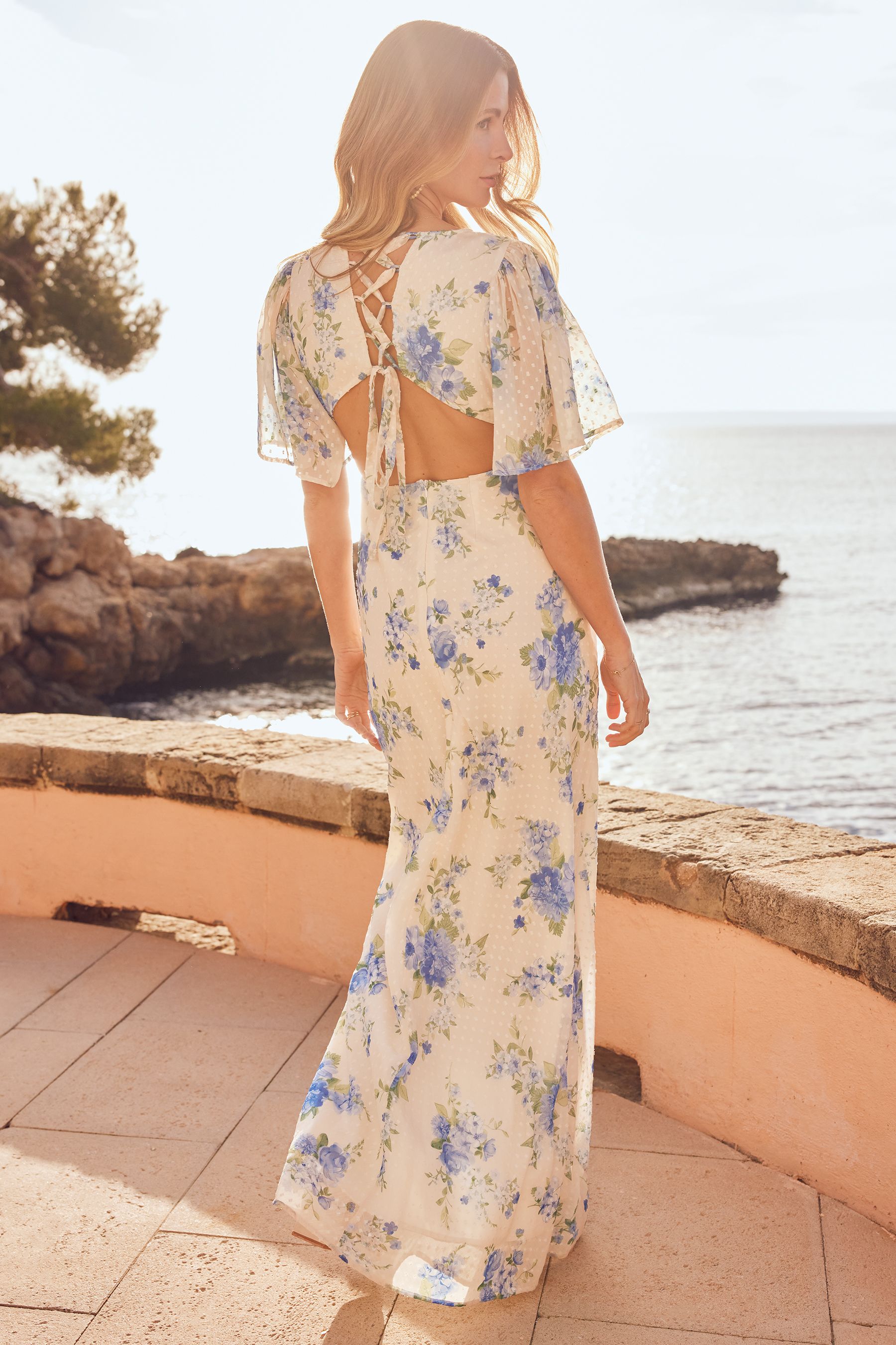 Beige floral cheap maxi dress