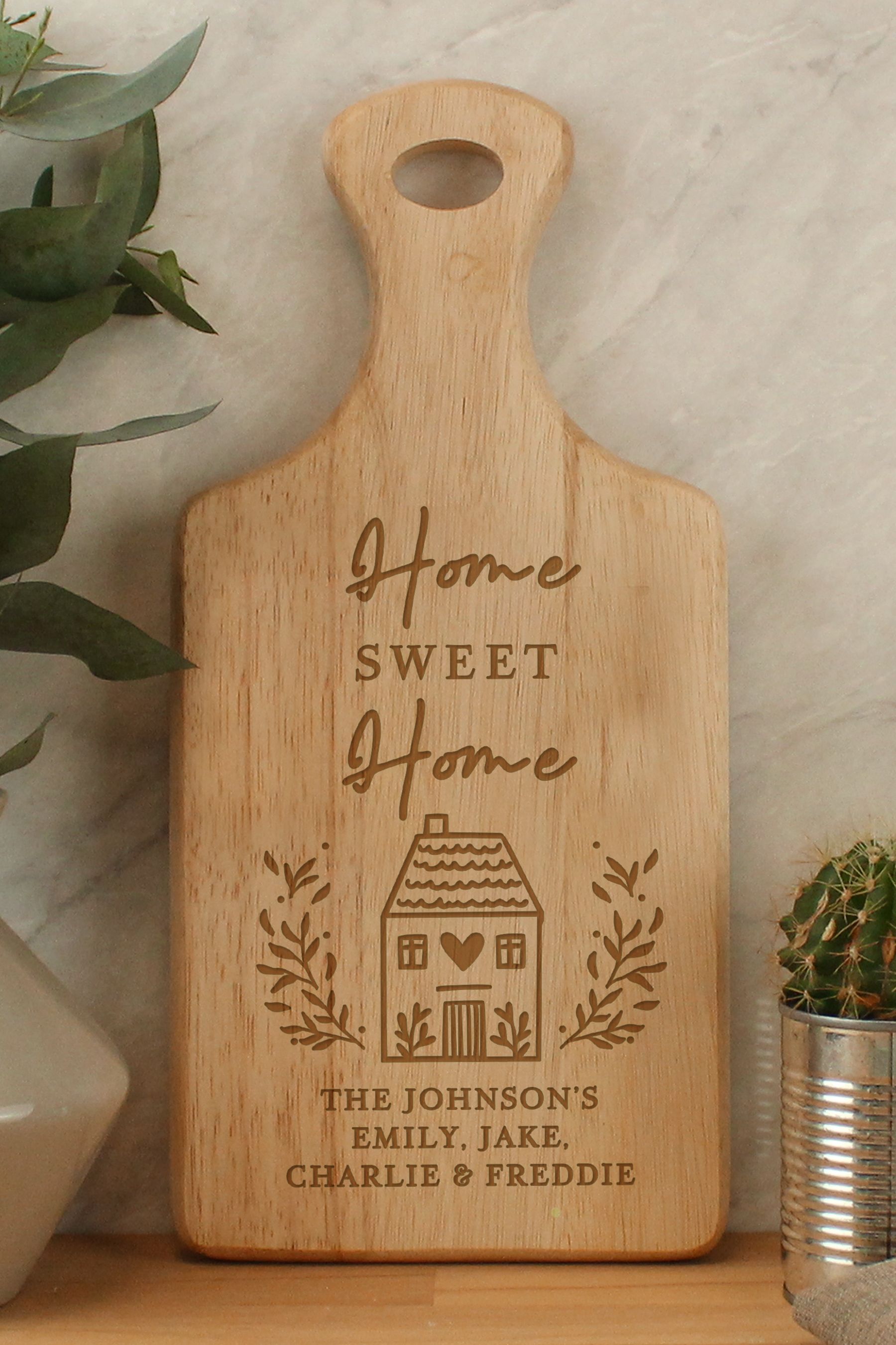 Buy Personalised Home Sweet Home Paddle Chopping Board by PMC from