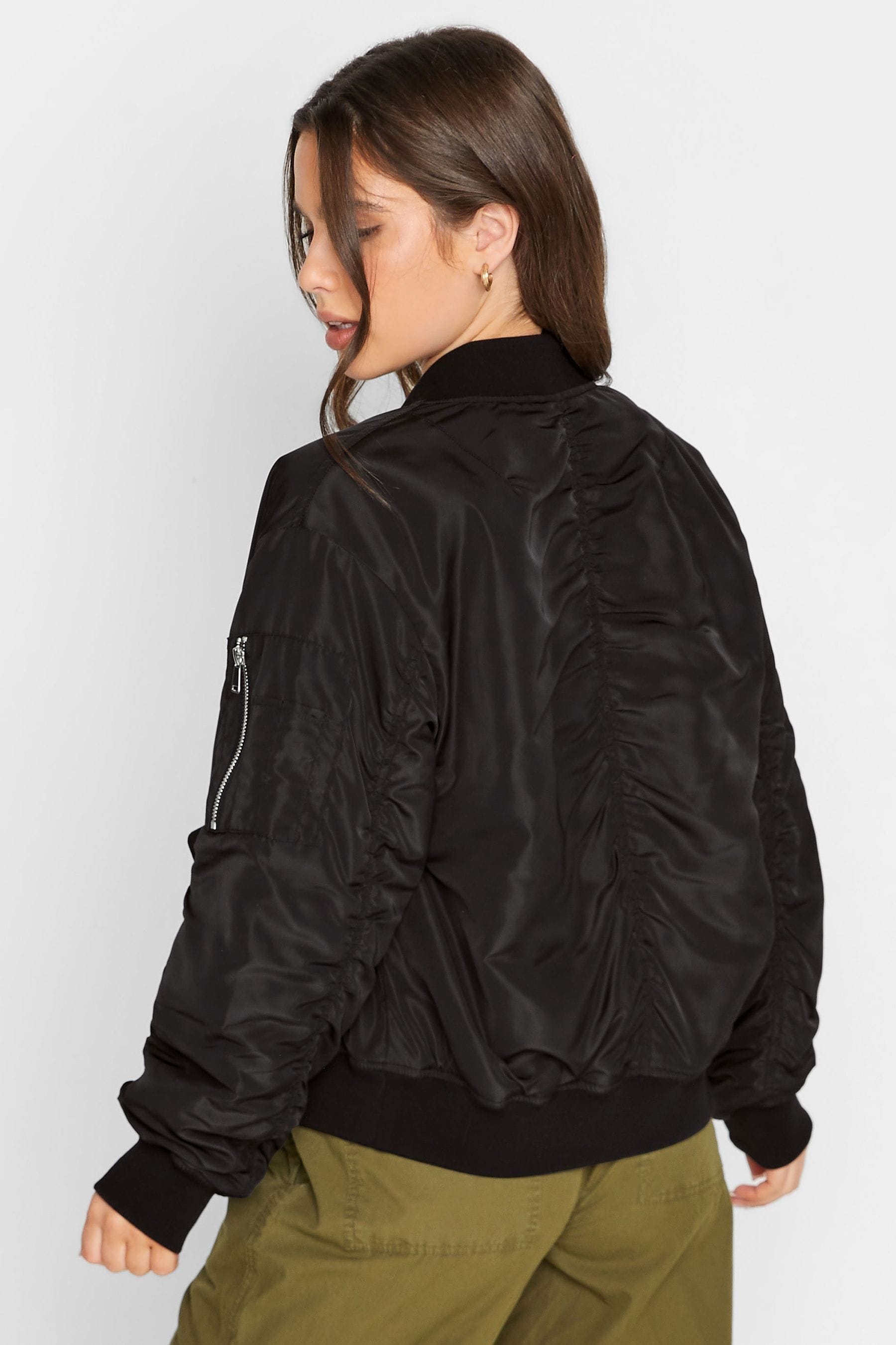 Petite black bomber best sale jacket