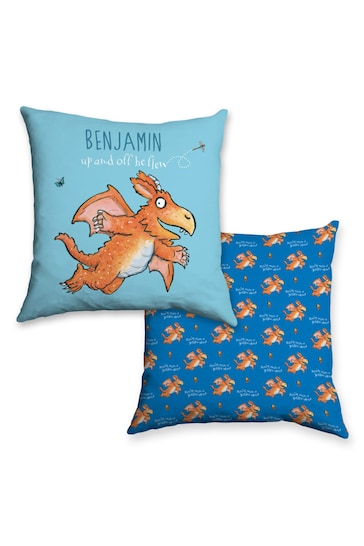 Personalised "Up and off he flew" Zog Cushion by Star Editions