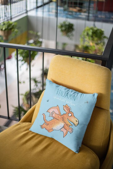 Personalised "Up and off he flew" Zog Cushion by Star Editions