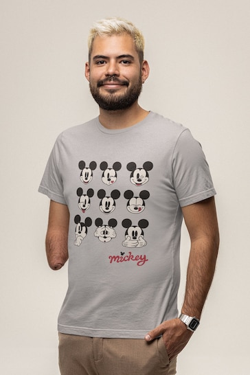Brands In GREY Mickey Mouse Many Faces Men Heather Grey  Disney T-Shirt