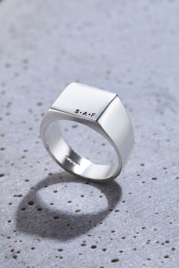 Personalised Unisex Silver Signet Ring by Posh Totty