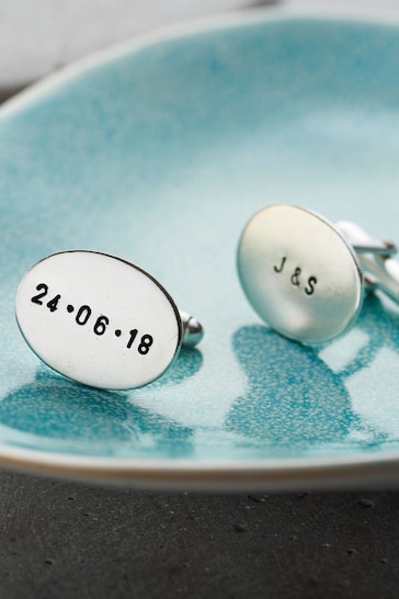 Personalised Oval Cufflinks by Posh Totty