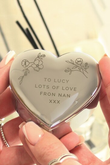Personalised Floral Heart Trinket Box by PMC