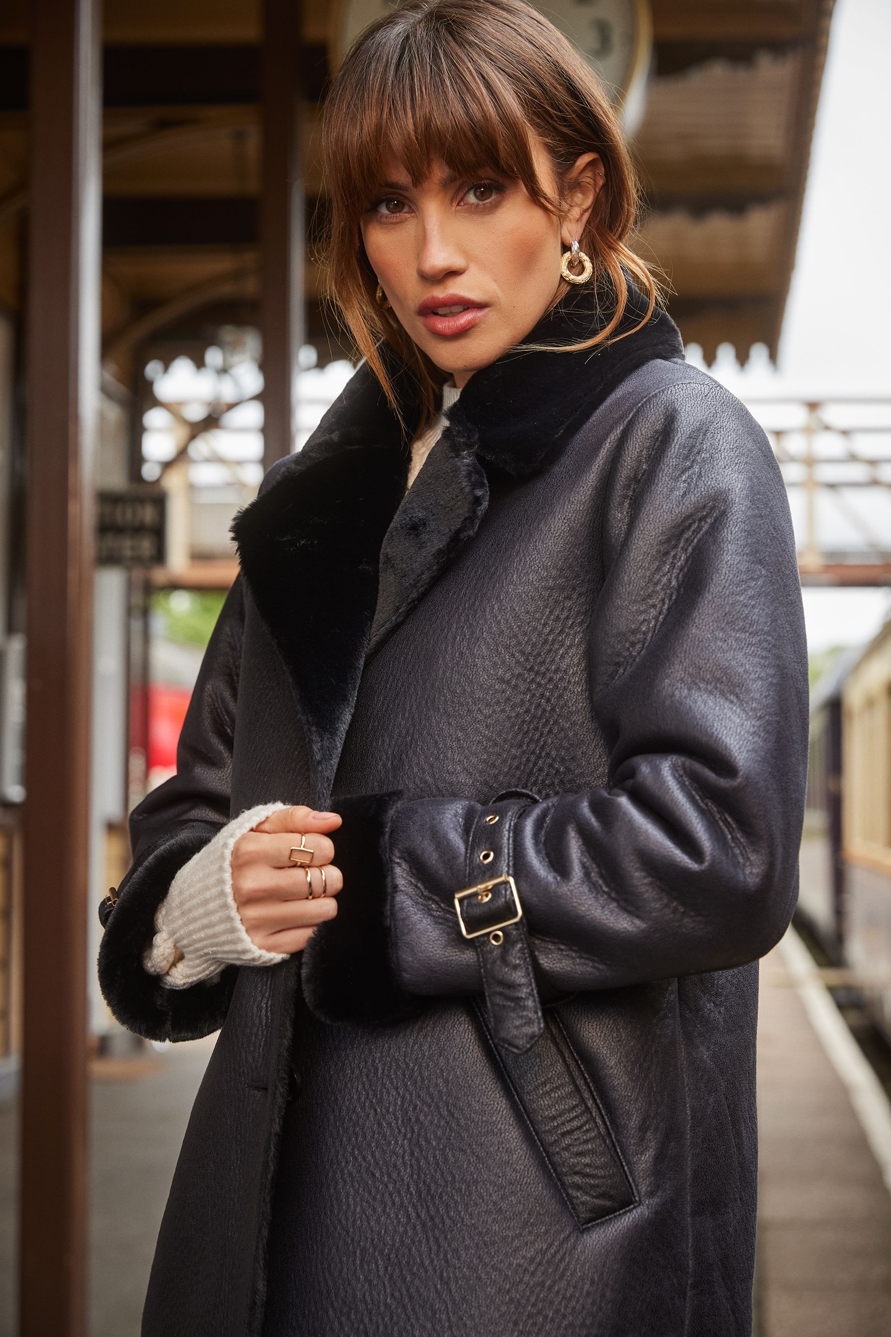 Lipsy luxury bonded best sale faux fur wrap coat