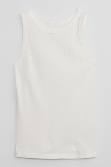 Gap White Ribbed High Neck Vest