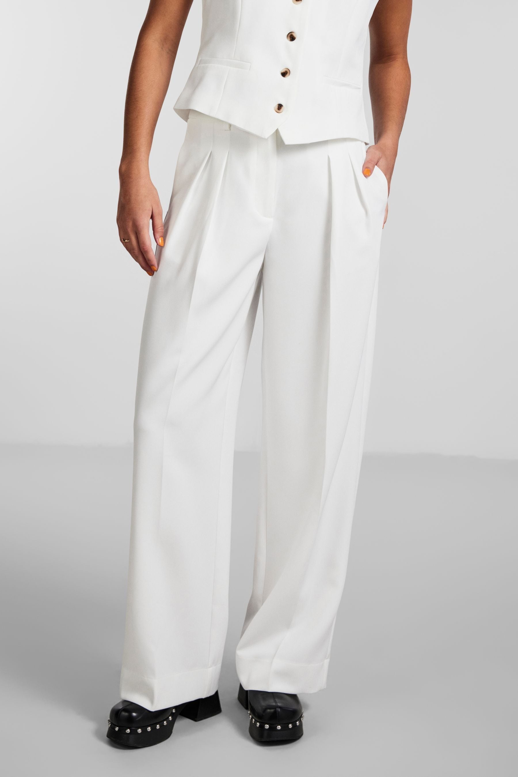 White high waisted wide hotsell leg pants