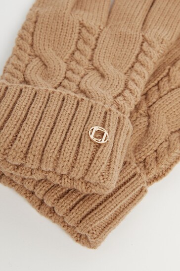 Lipsy Camel Cosy Cable Gloves