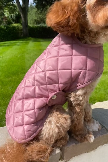 Lipsy Pink Quilted Check Pet Jacket