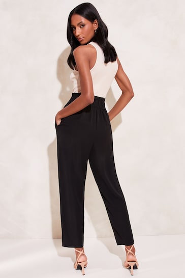 Lipsy Black Tapered Belted Smart Trousers