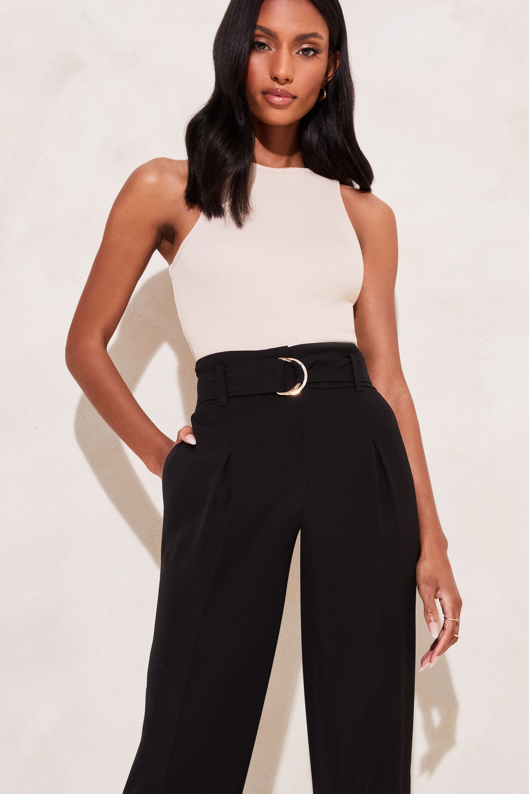 Tapered belted hot sale trousers