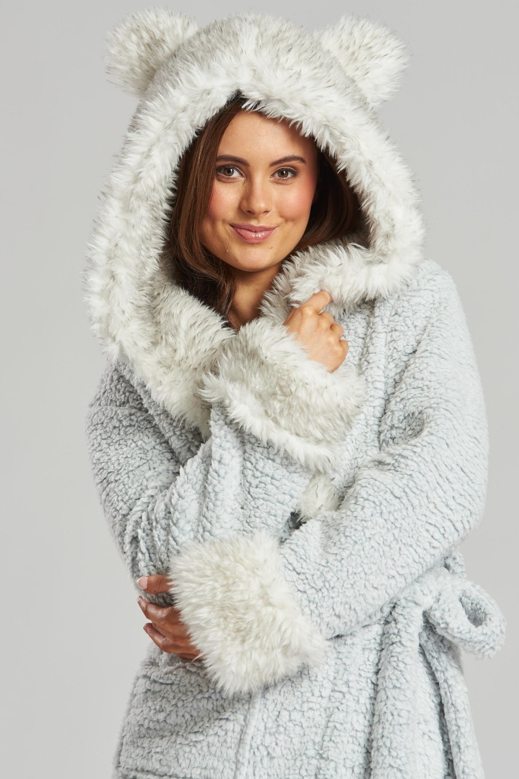 Faux fur deals robe with hood