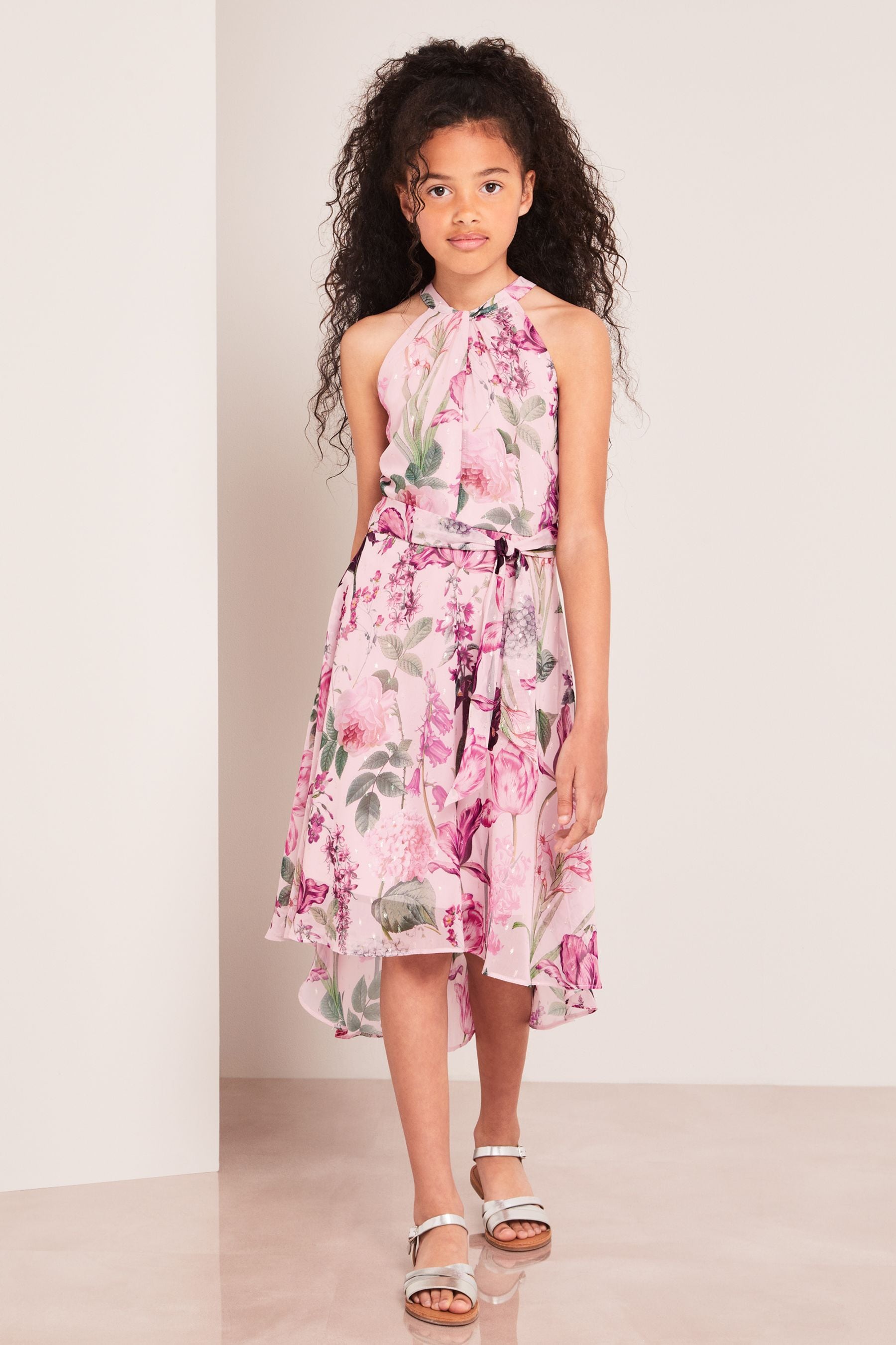 Buy Lipsy Pink Twist Neck Halter Hi Low Dress from the Next UK
