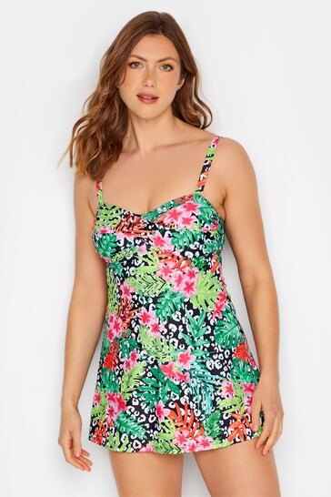 Long Tall Sally Black Floral Printed Skirted Swimsuit