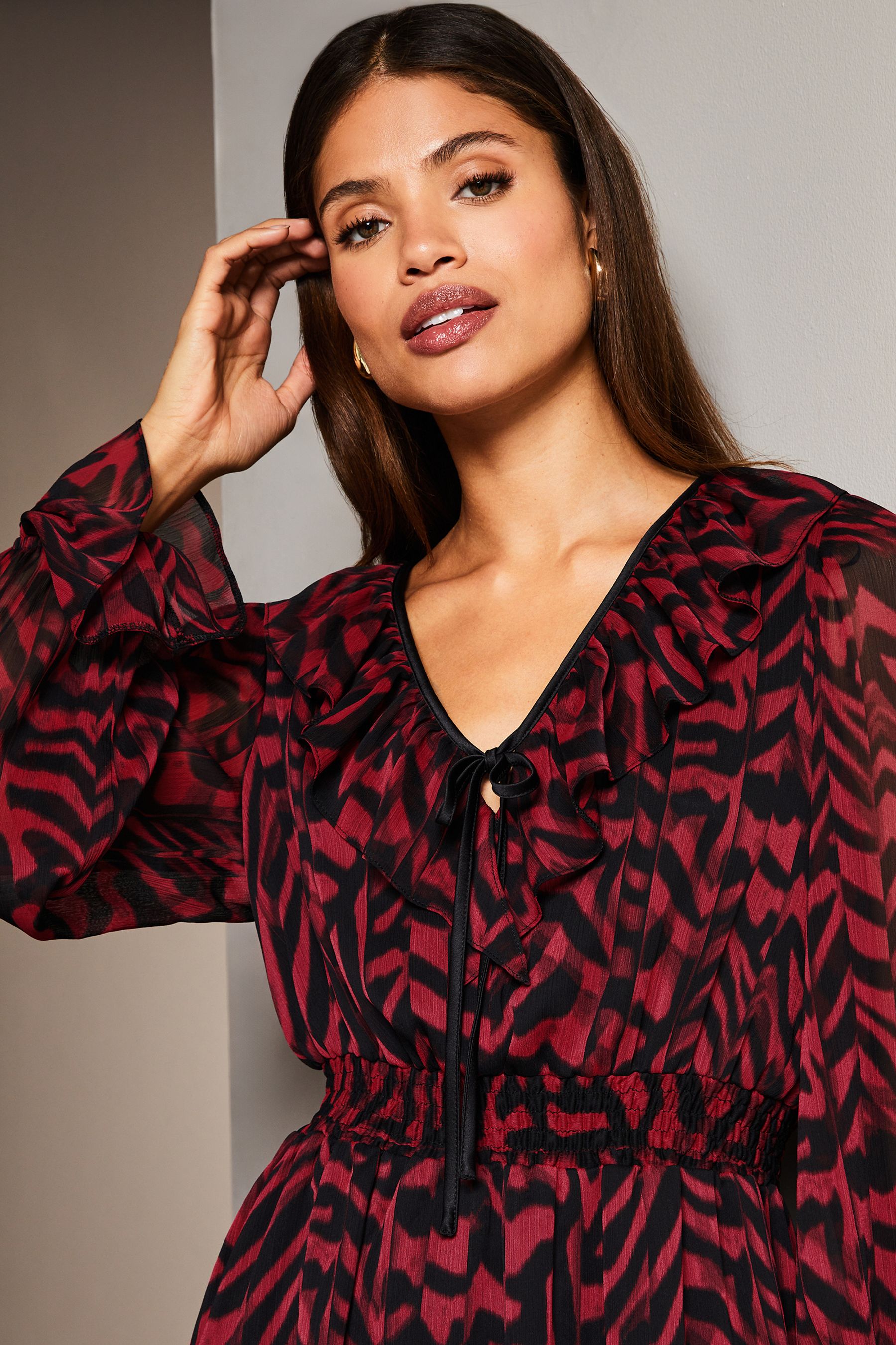 Lipsy red on sale ruffle dress