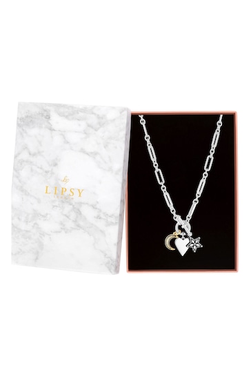 Lipsy Jewellery Black Meaningful Charm Necklace - Gift Boxed
