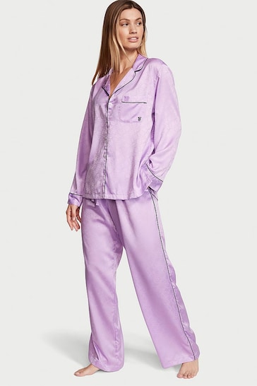 Victoria's Secret Unicorn Purple Satin Long Pyjamas