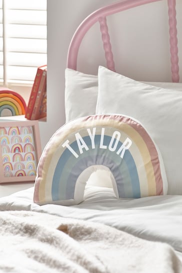 Personalised Kids Rainbow Shape Cushion by Love Abode