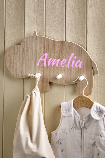 Personalised Kids Hippo Coat Peg by Love Abode
