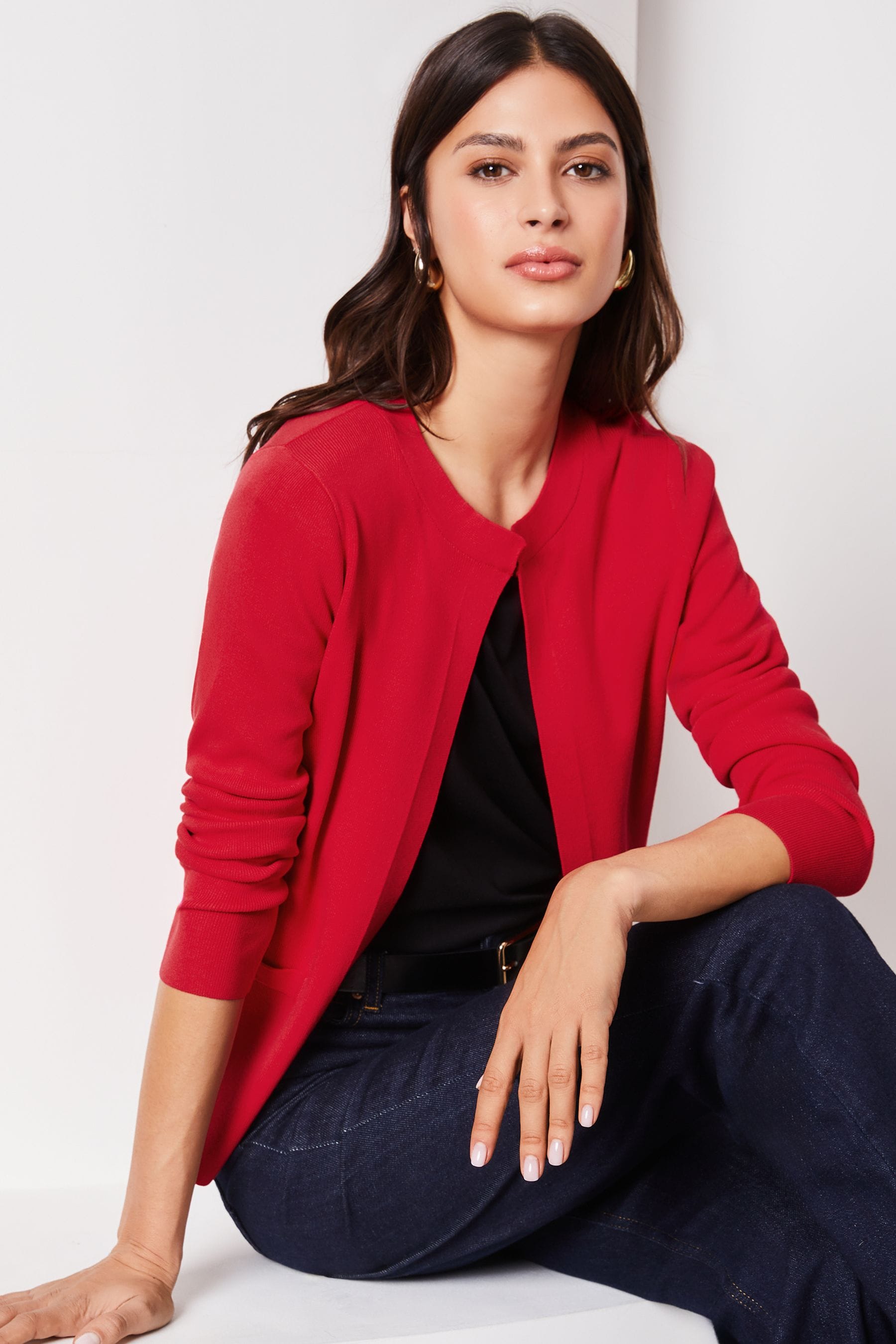Buy Lipsy Red Long Sleeve Crew Neck Cardigan from the Next UK