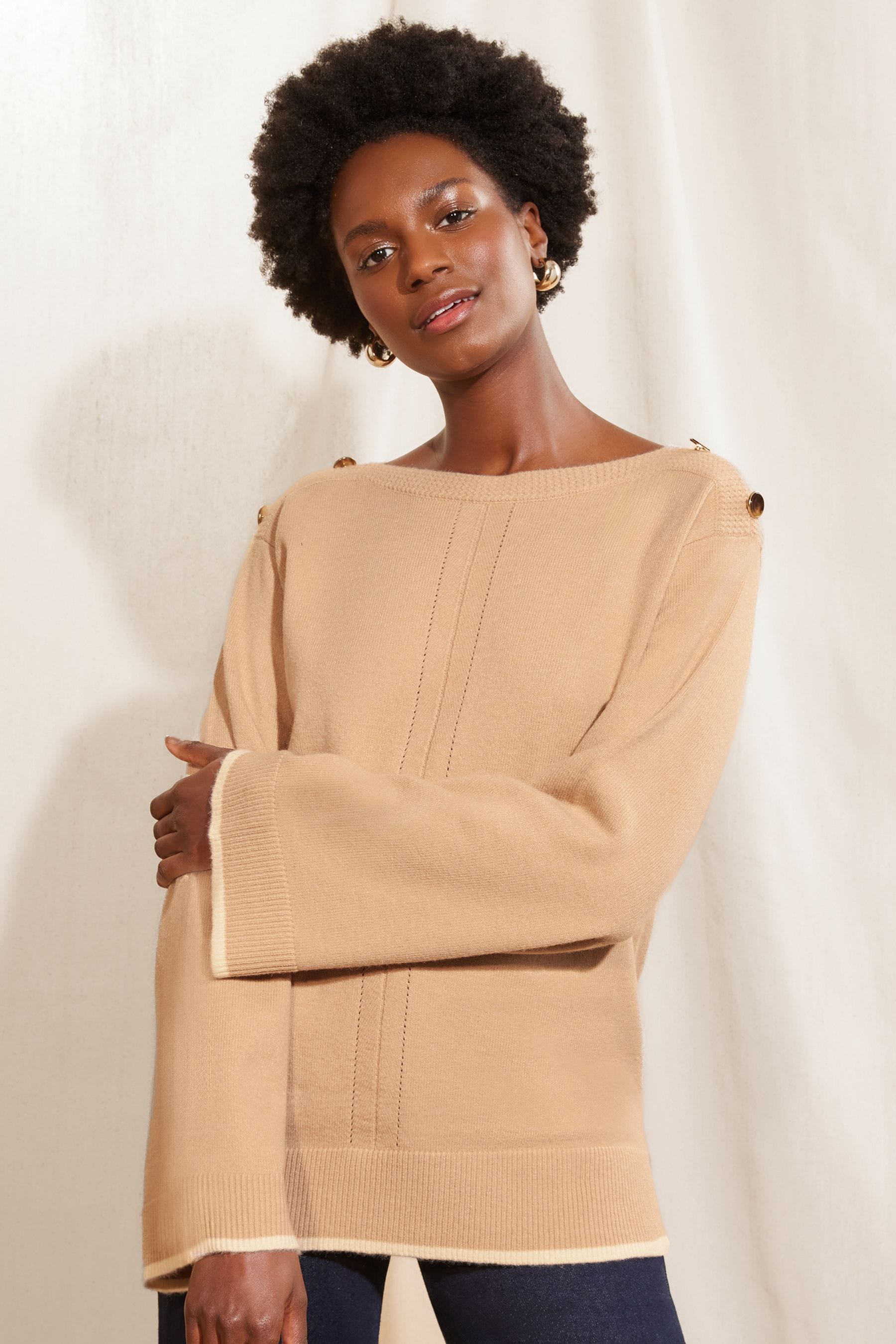 Buy Love Roses Camel Oversized Cosy Knitted Jumper from the Next