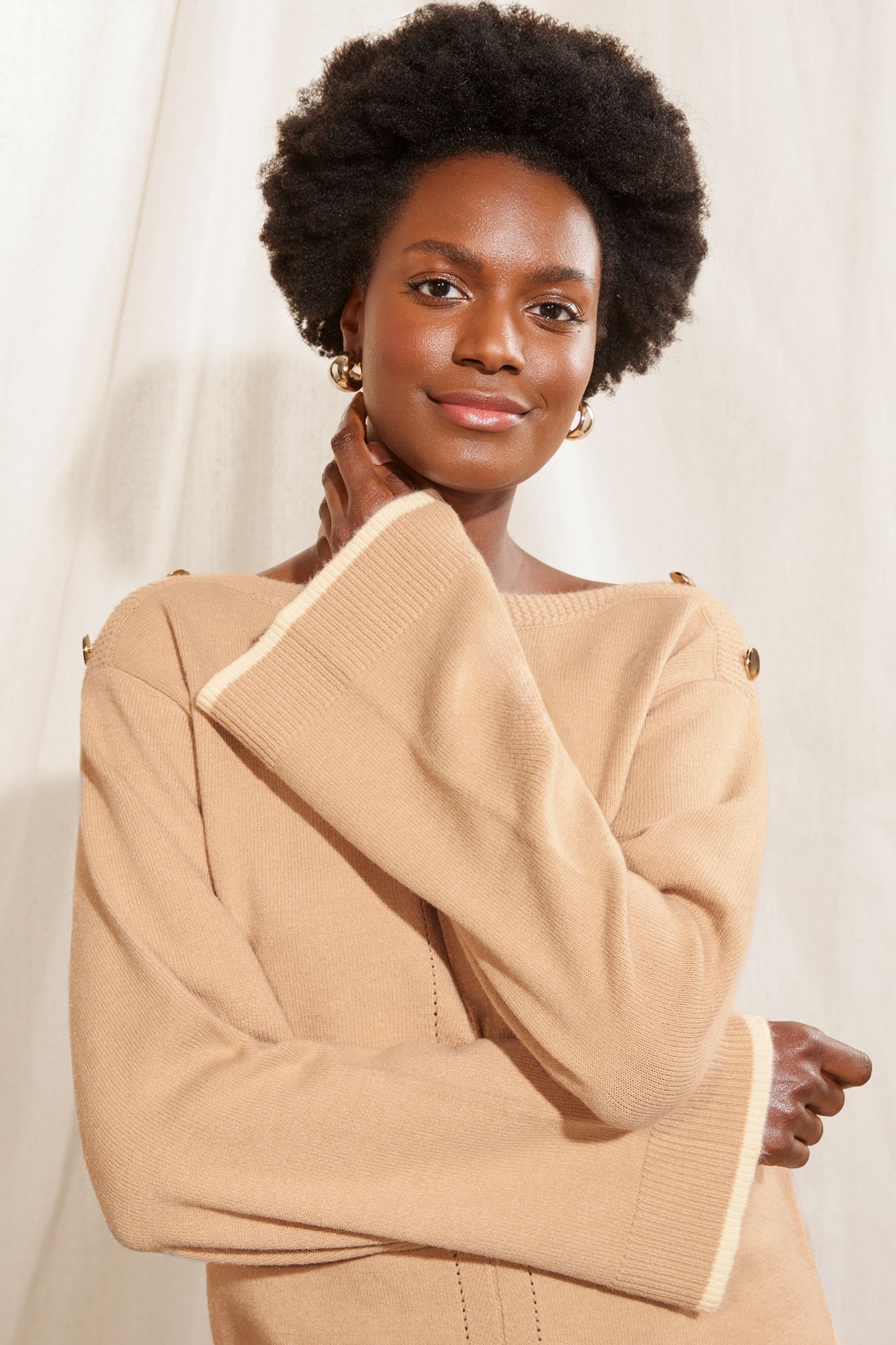 Buy Love Roses Camel Oversized Cosy Knitted Jumper from the Next