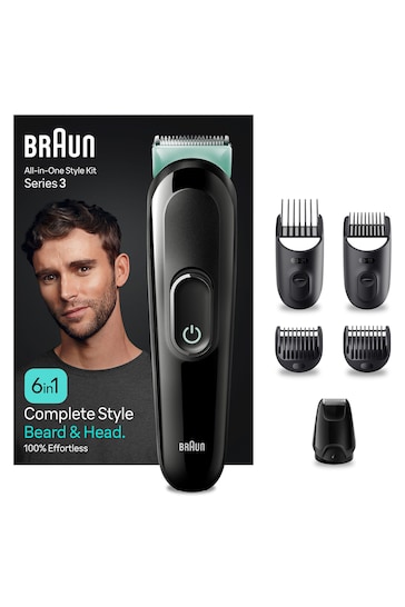 Braun AllInOne Style Kit Series 3 MGK3411, 6in1 Kit For Beard, Hair  More