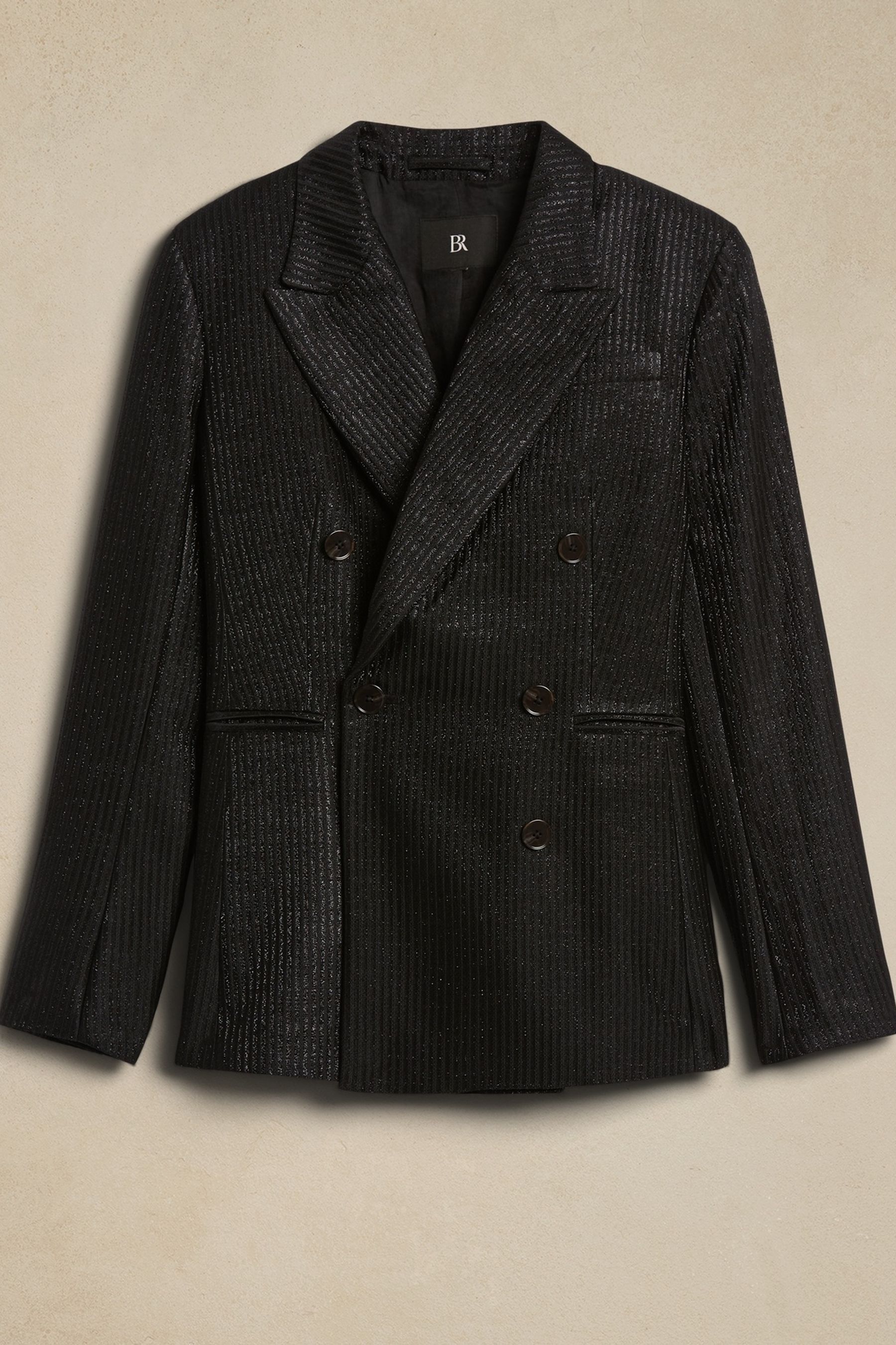 Buy Banana Republic Black Luci Metallic Pinstripe Blazer from the