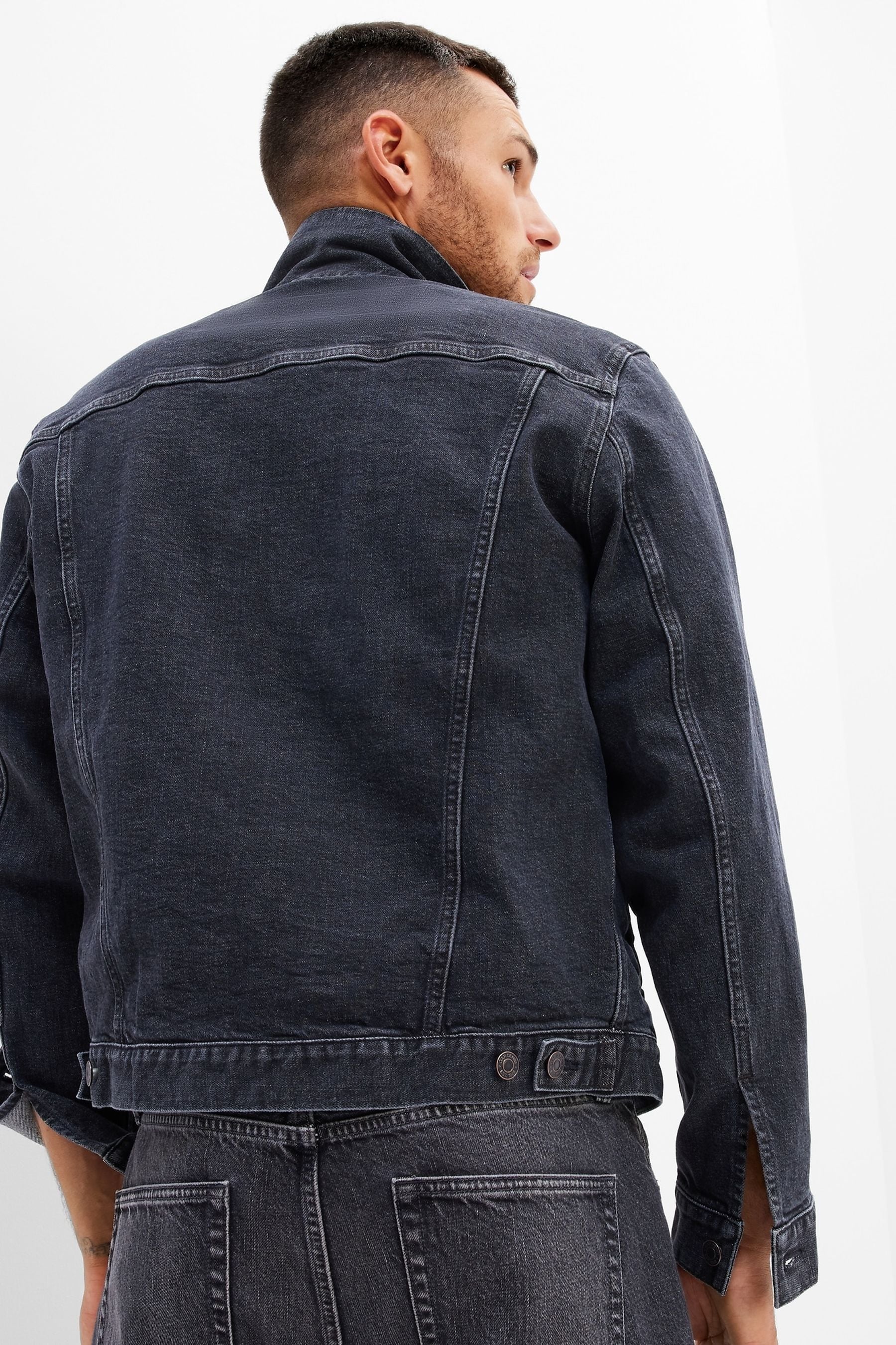 Gap mens black denim jacket online
