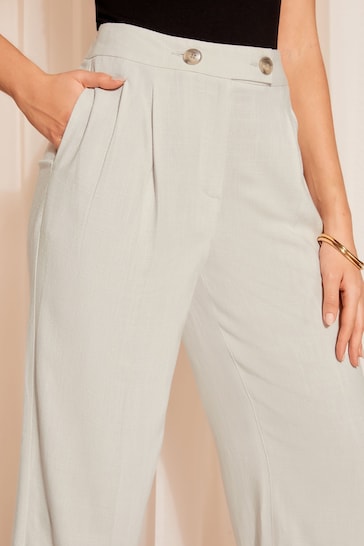 Friends Like These Grey Wide Leg Trousers with Linen