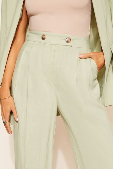 Friends Like These Green Wide Leg Trousers with Linen