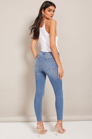 Friends Like These Distressed Blue Ankle Grazer Jeans