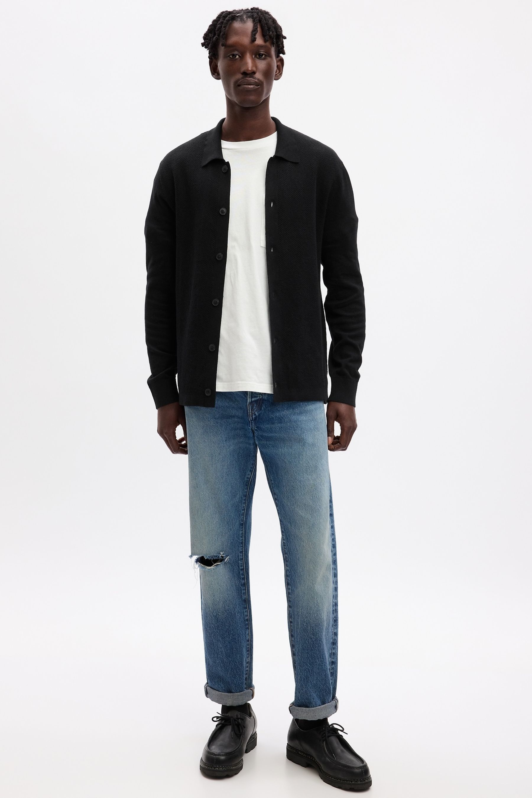 Mens black button up cardigan clearance