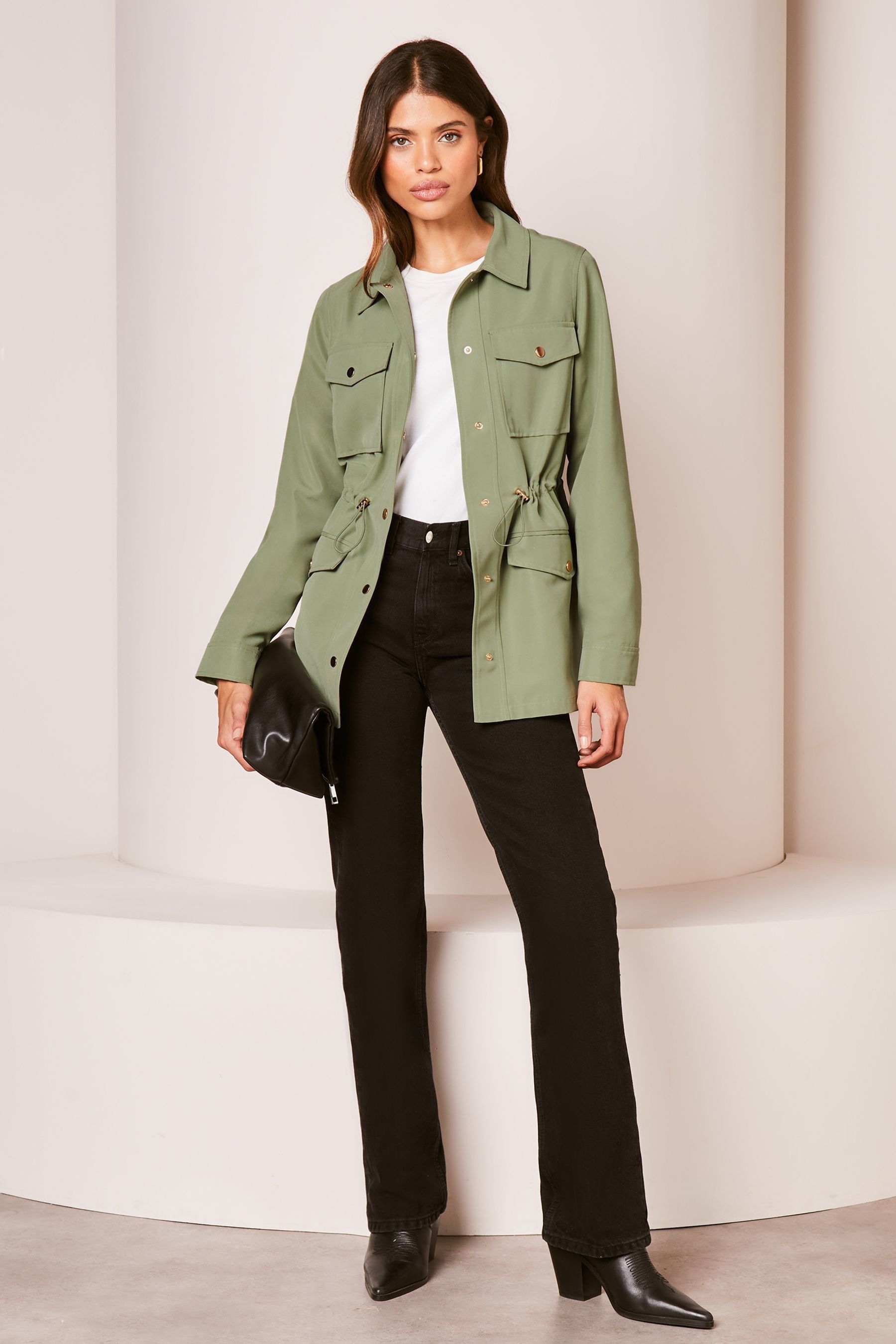 Buy Lipsy Khaki Green Utility Belted Jacket from the Next UK online shop