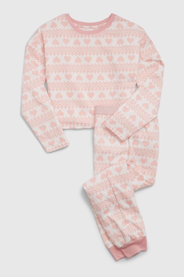 Gap Pink Print Long Sleeve Crew Neck Pyjama Set
