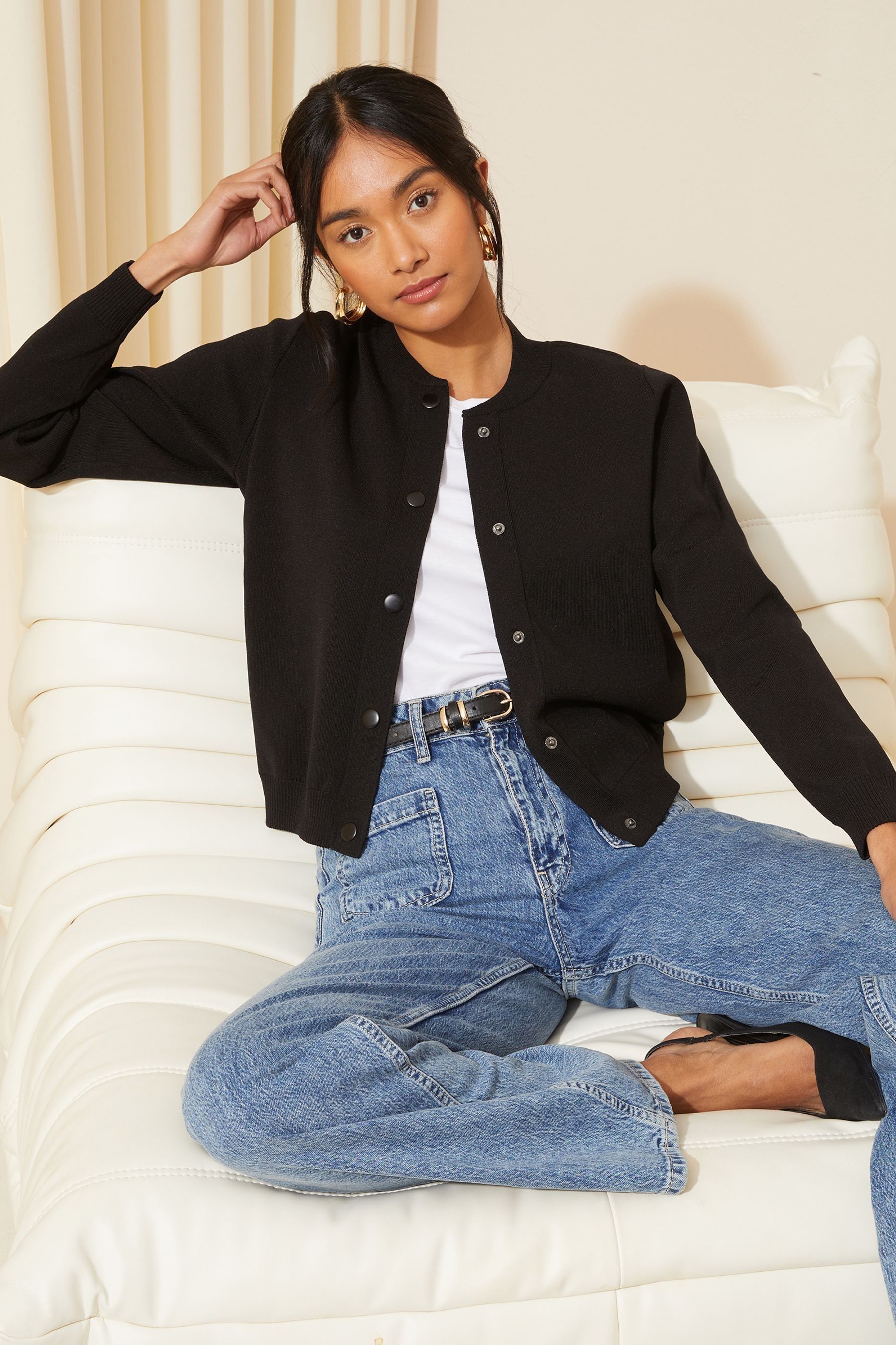 Buy Friends Like These Black Knitted Bomber Cardigan from the Next UK online shop